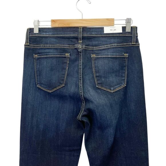 NWT Judy Blue Frayed Hem Crop Jeans Size 31 Dark Wash Straight Leg Made in USA - Picture 7 of 12